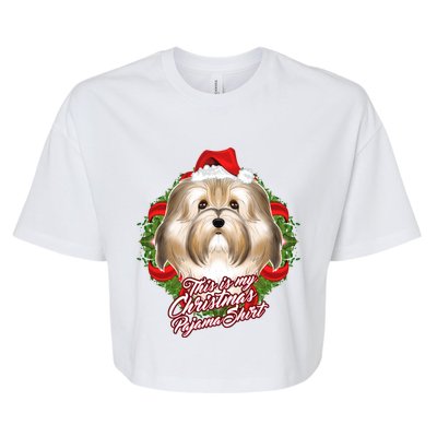 This Is My Christmas Pajama Gift I Funny Pjs Havanese Cute Gift Bella+Canvas Jersey Crop Tee