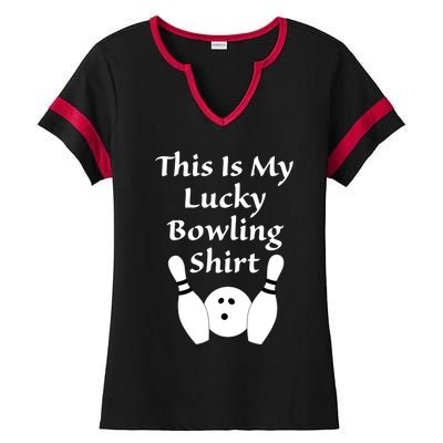 This Is My Lucky Bowling Funny Gift League Sport Gift Ladies Halftime Notch Neck Tee