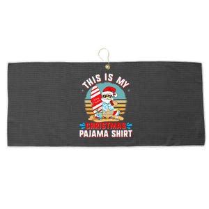 This Is My Christmas Pajama Funny Xmas PJ's Santa Large Microfiber Waffle Golf Towel