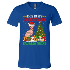 This Is My Christmas Tree Pajamas Sphynx Cat Christmas Great Gift V-Neck T-Shirt