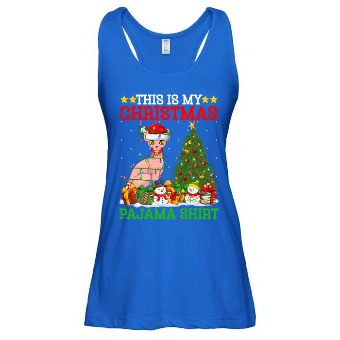 This Is My Christmas Tree Pajamas Sphynx Cat Christmas Great Gift Ladies Essential Flowy Tank