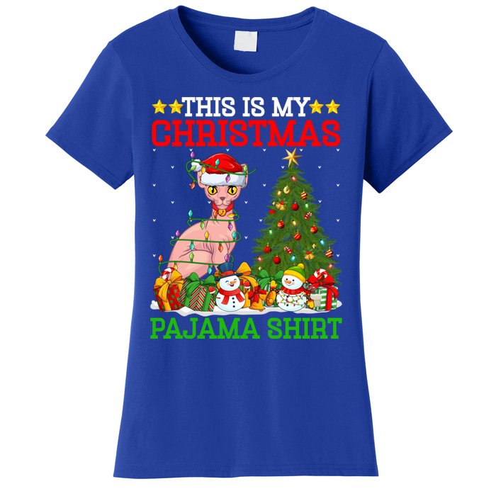 This Is My Christmas Tree Pajamas Sphynx Cat Christmas Great Gift Women's T-Shirt