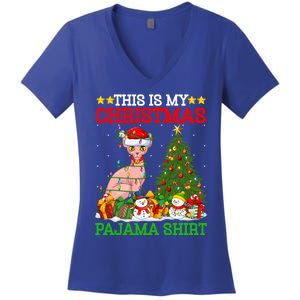 This Is My Christmas Tree Pajamas Sphynx Cat Christmas Great Gift Women's V-Neck T-Shirt