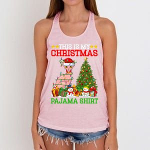 This Is My Christmas Tree Pajamas Sphynx Cat Christmas Great Gift Women's Knotted Racerback Tank