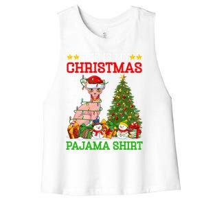 This Is My Christmas Tree Pajamas Sphynx Cat Christmas Great Gift Women's Racerback Cropped Tank