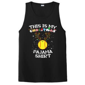 This Is My Christmas Pajama Softball Reindeer Funny Gift PosiCharge Competitor Tank