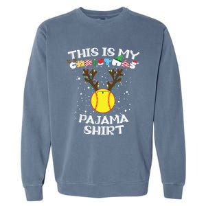 This Is My Christmas Pajama Softball Reindeer Funny Gift Garment-Dyed Sweatshirt