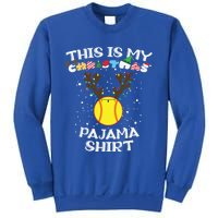 This Is My Christmas Pajama Softball Reindeer Funny Gift Sweatshirt