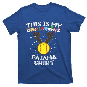 This Is My Christmas Pajama Softball Reindeer Funny Gift T-Shirt