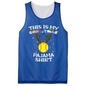 This Is My Christmas Pajama Softball Reindeer Funny Gift Mesh Reversible Basketball Jersey Tank