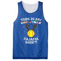 This Is My Christmas Pajama Softball Reindeer Funny Gift Mesh Reversible Basketball Jersey Tank