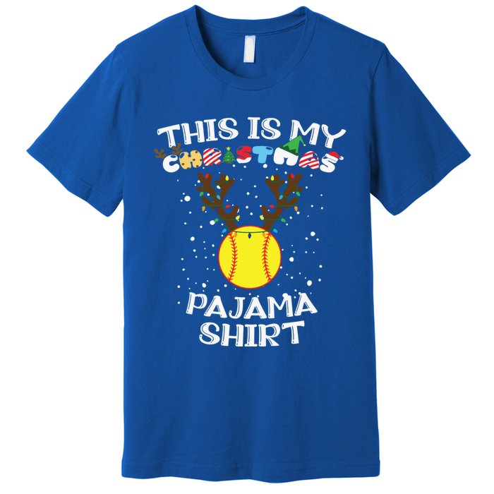 This Is My Christmas Pajama Softball Reindeer Funny Gift Premium T-Shirt