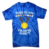 This Is My Christmas Pajama Softball Reindeer Funny Gift Tie-Dye T-Shirt