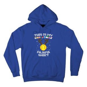 This Is My Christmas Pajama Softball Reindeer Funny Gift Tall Hoodie