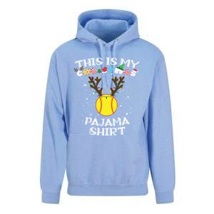 This Is My Christmas Pajama Softball Reindeer Funny Gift Unisex Surf Hoodie