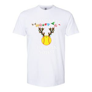 This Is My Christmas Pajama Softball Reindeer Funny Gift Softstyle CVC T-Shirt