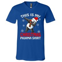 This Is My Christmas Pajama Meaningful Gift Panda Santa Gift V-Neck T-Shirt