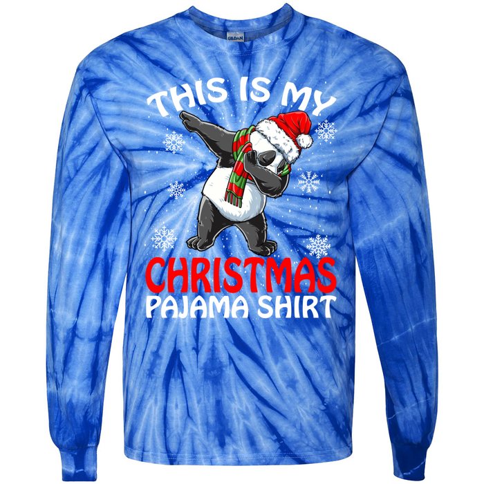 This Is My Christmas Pajama Meaningful Gift Panda Santa Gift Tie-Dye Long Sleeve Shirt