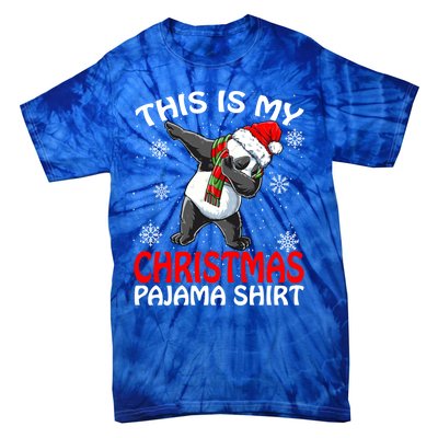 This Is My Christmas Pajama Meaningful Gift Panda Santa Gift Tie-Dye T-Shirt