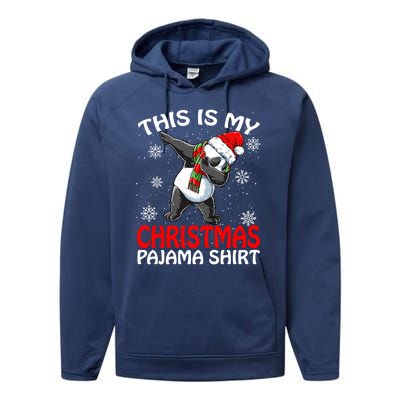 This Is My Christmas Pajama Meaningful Gift Panda Santa Gift Performance Fleece Hoodie