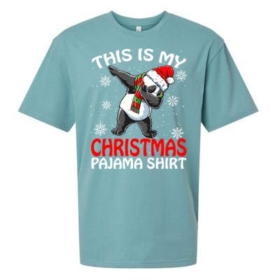 This Is My Christmas Pajama Meaningful Gift Panda Santa Gift Sueded Cloud Jersey T-Shirt