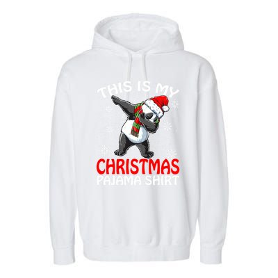 This Is My Christmas Pajama Meaningful Gift Panda Santa Gift Garment-Dyed Fleece Hoodie