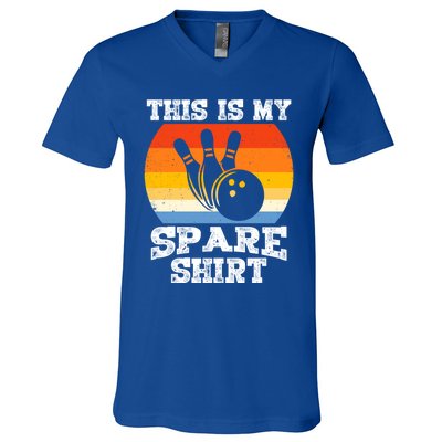 This Is My Spare Gift Funny Bowling Ball Pin Bowler Bowling Great Gift V-Neck T-Shirt