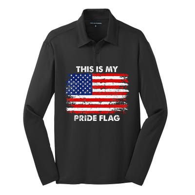 This Is My Pride Flag USA American 4th Of July Patriotic Silk Touch Performance Long Sleeve Polo