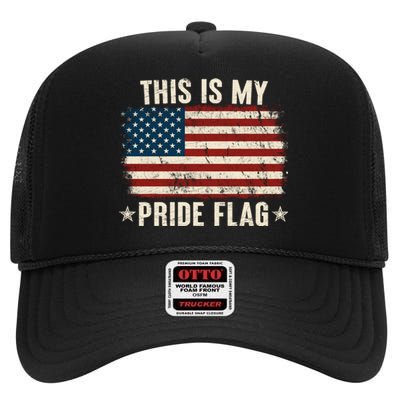 This Is My Pride Flag USA American High Crown Mesh Back Trucker Hat