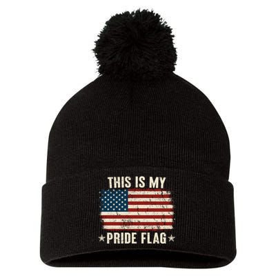 This Is My Pride Flag USA American Pom Pom 12in Knit Beanie