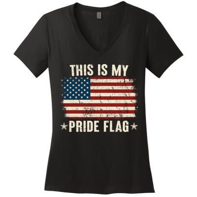 This Is My Pride Flag USA American Women's V-Neck T-Shirt