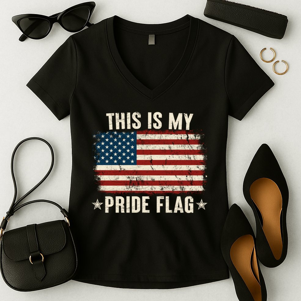 This Is My Pride Flag USA American Women's V-Neck T-Shirt