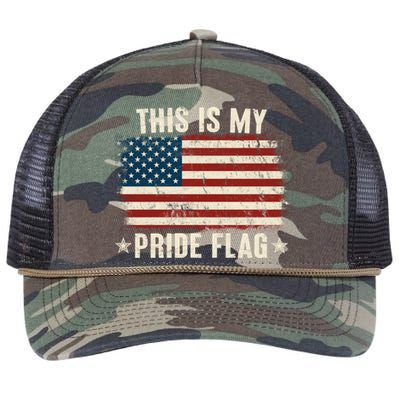 This Is My Pride Flag USA American Retro Rope Trucker Hat Cap