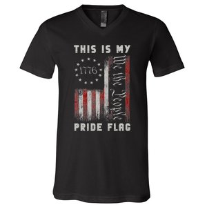 This Is My Pride Flag Usa American 4th Of July Patriotic V-Neck T-Shirt