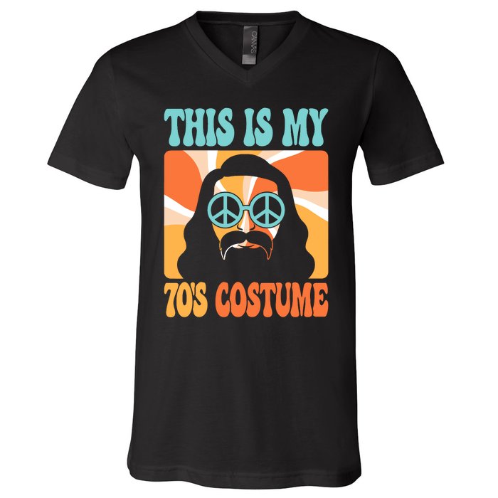 This Is My 70s Costume Groovy Hippie Theme Party Outfit V-Neck T-Shirt