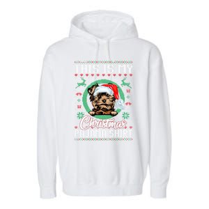 This Is My Christmas Pajama Gift Santa Yorkshire Terrier Gift Garment-Dyed Fleece Hoodie