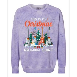 This Is My Christmas Pajama Funny Guitar Xmas Music Lover Colorblast Crewneck Sweatshirt