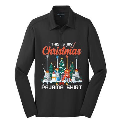 This Is My Christmas Pajama Funny Guitar Xmas Music Lover Silk Touch Performance Long Sleeve Polo