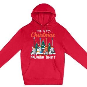 This Is My Christmas Pajama Funny Guitar Xmas Music Lover Premium Pullover Hoodie