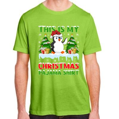 This Is My Christmas Pajama Santa Hat Penguin Christmas Funny Gift Adult ChromaSoft Performance T-Shirt