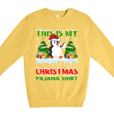 This Is My Christmas Pajama Santa Hat Penguin Christmas Funny Gift Premium Crewneck Sweatshirt