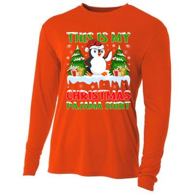 This Is My Christmas Pajama Santa Hat Penguin Christmas Funny Gift Cooling Performance Long Sleeve Crew