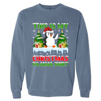 This Is My Christmas Pajama Santa Hat Penguin Christmas Funny Gift Garment-Dyed Sweatshirt