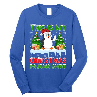 This Is My Christmas Pajama Santa Hat Penguin Christmas Funny Gift Long Sleeve Shirt