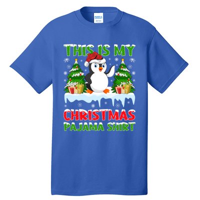 This Is My Christmas Pajama Santa Hat Penguin Christmas Funny Gift Tall T-Shirt