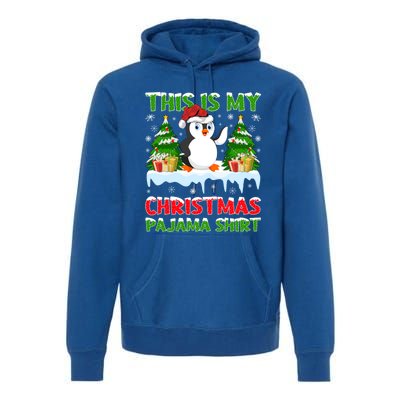 This Is My Christmas Pajama Santa Hat Penguin Christmas Funny Gift Premium Hoodie