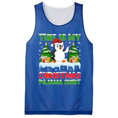 This Is My Christmas Pajama Santa Hat Penguin Christmas Funny Gift Mesh Reversible Basketball Jersey Tank