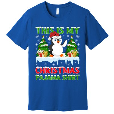 This Is My Christmas Pajama Santa Hat Penguin Christmas Funny Gift Premium T-Shirt