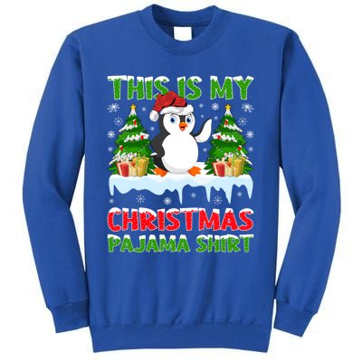 This Is My Christmas Pajama Santa Hat Penguin Christmas Funny Gift Tall Sweatshirt