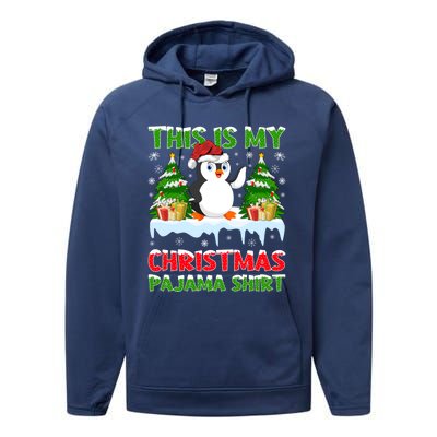 This Is My Christmas Pajama Santa Hat Penguin Christmas Funny Gift Performance Fleece Hoodie